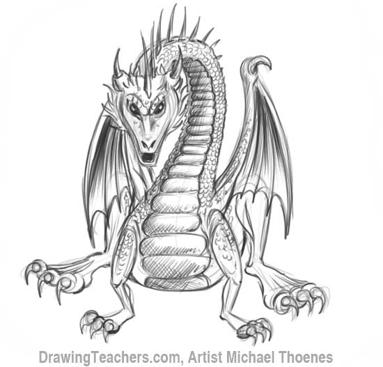 550x527 How To Draw A Dragon Sitting - Sketch A Dragon