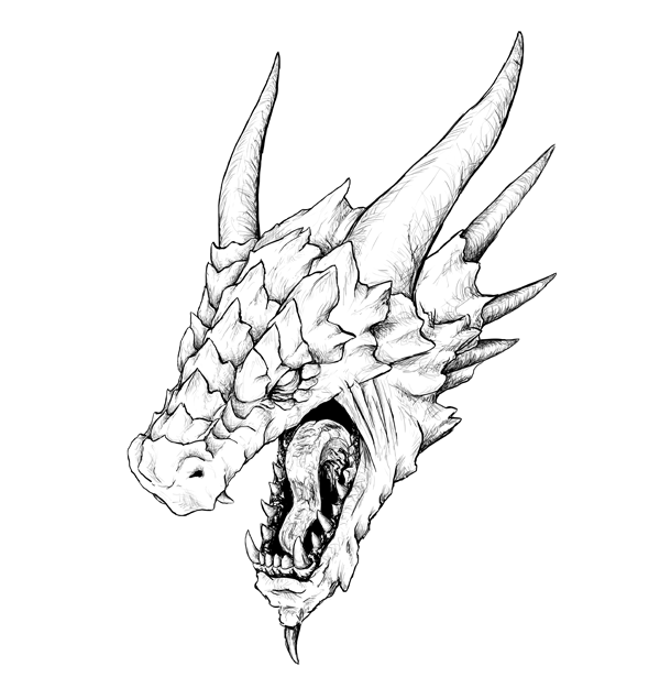 600x635 How To Draw A Realistic Dragon Head In 3d Space - Sketch A Dragon