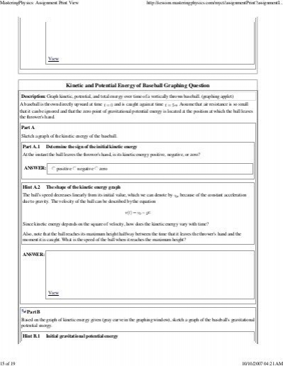 400x516 Masteringphysics Assignm - Sketch A Graph Of The Kinetic Energy Of The Baseball