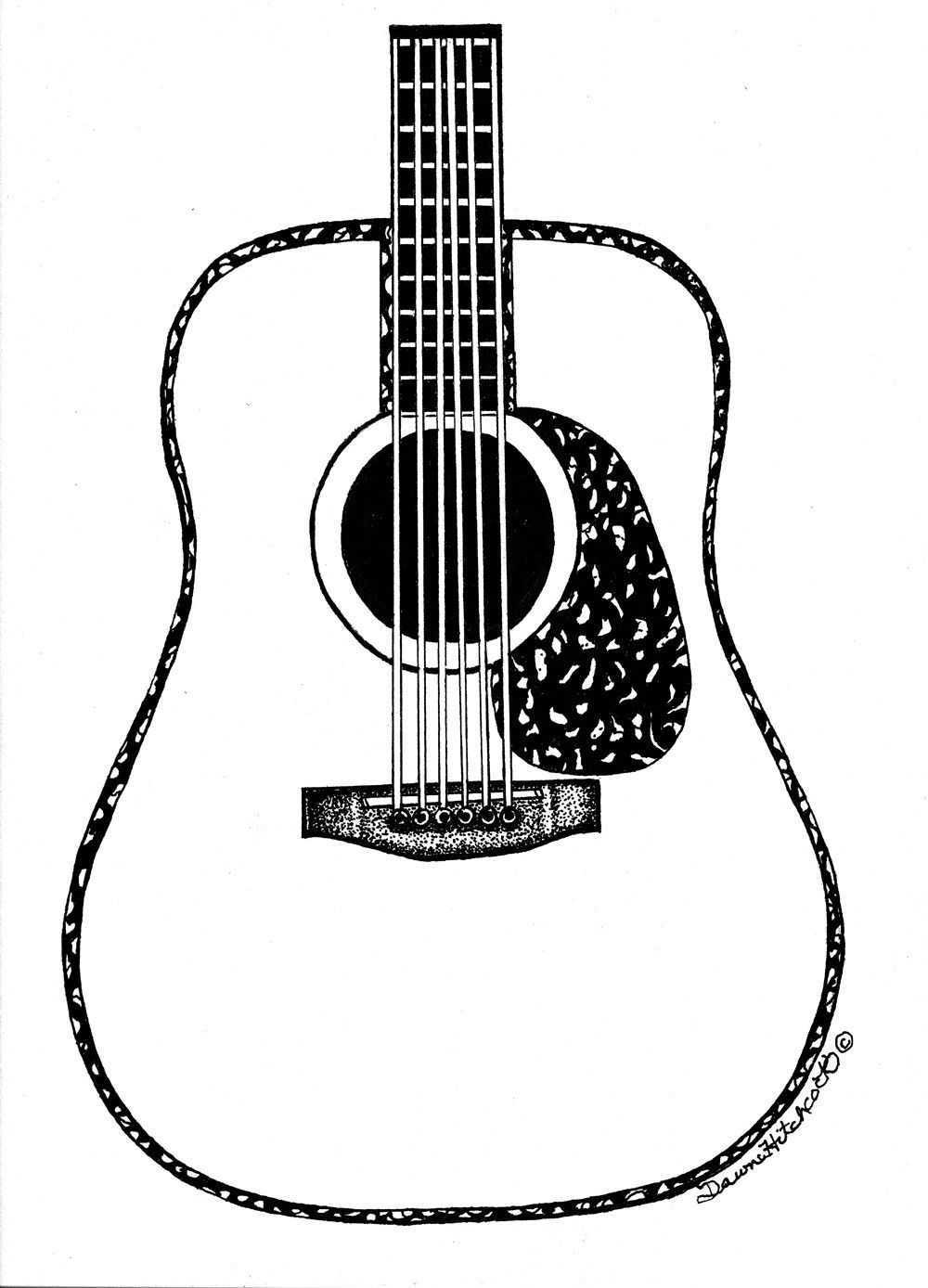 1000x1388 Acoustic Guitar Drawing - Sketch Acoustic Guitar