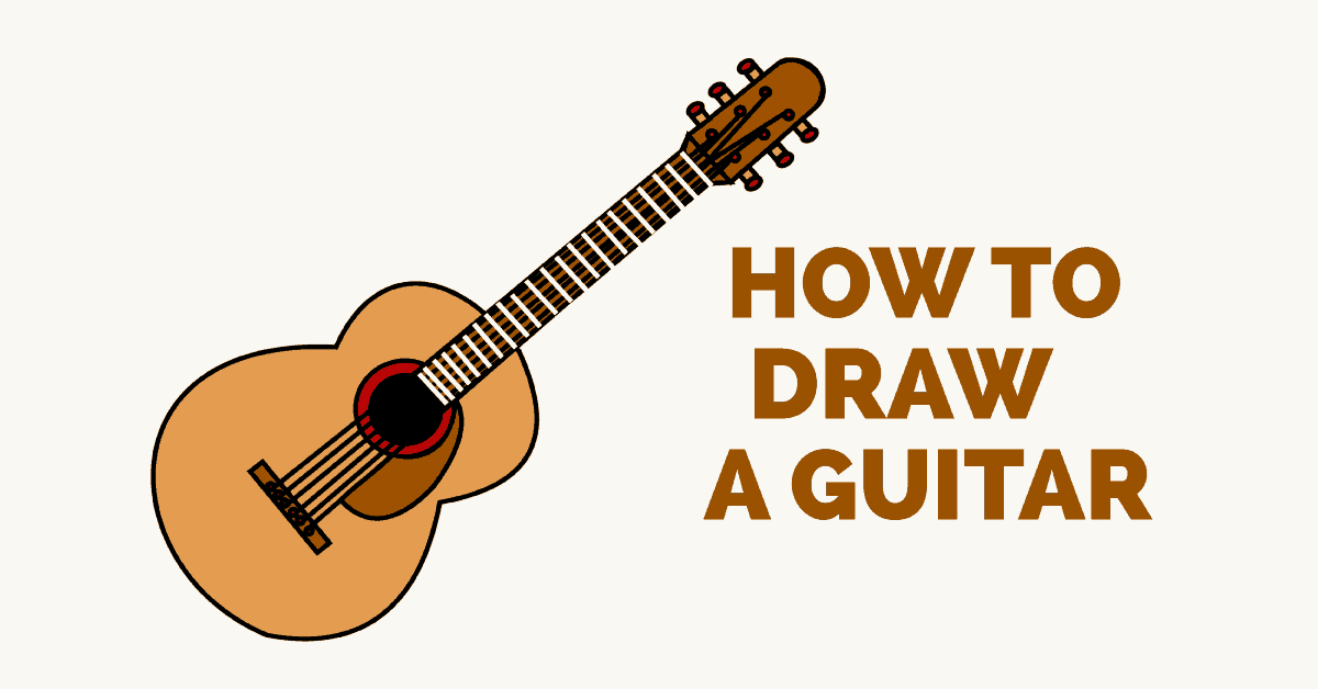1200x628 How To Draw A Guitar In A Few Easy Steps Easy Drawing Guides - Sketch Acoustic Guitar
