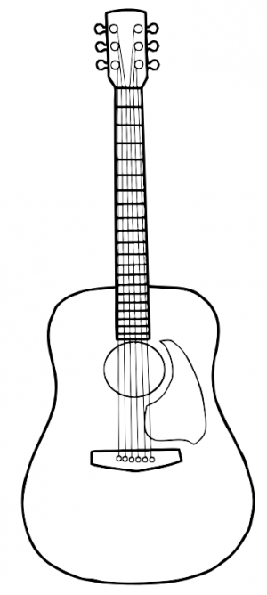 300x668 Acoustic Guitar Drawing - Sketch Acoustic Guitar
