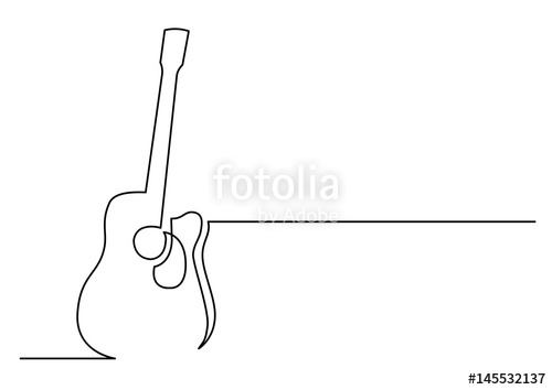 500x354 Continuous Line Drawing Of Acoustic Guitar Stock Image And - Sketch Acoustic Guitar
