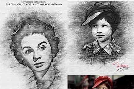 450x300 Modern Pencil Sketch Photoshop Action 22660813 Freepsdvn - Sketch Action