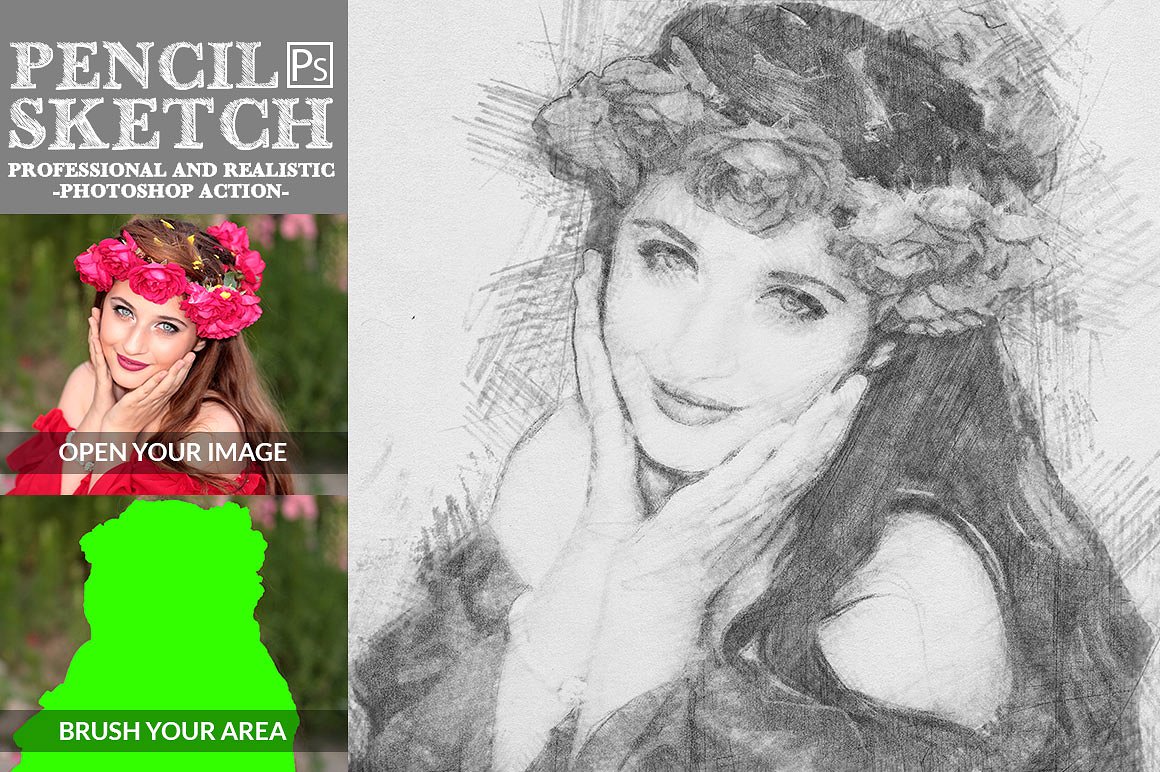 1160x772 Pencil Sketch Photoshop Action - Sketch Action