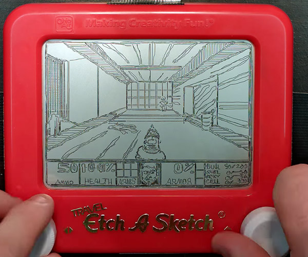 600x500 Running Doom On An Etch A Sketch - Sketch And Etch