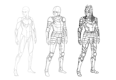 400x277 How To Design And Draw A Realistic Female Warrior - Sketch Arm