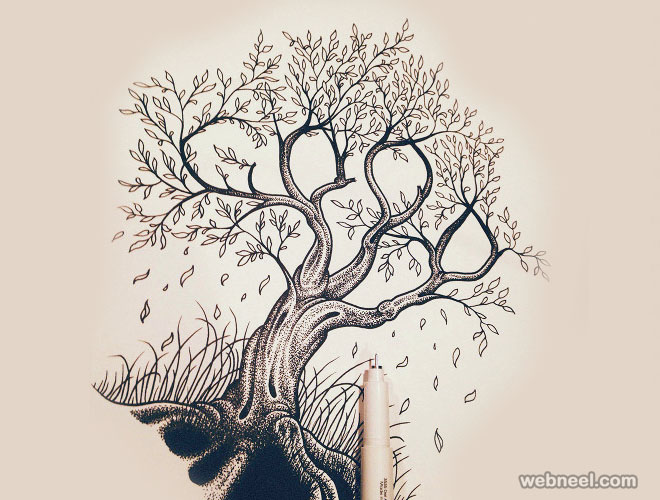 660x500 30 Beautiful Tree Drawings And Creative Art Ideas From Top Artists - Sketch Art Drawing