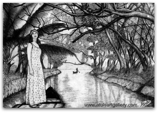 544x393 Atuls Art Gallery Blog Archive Girl On Boat - Sketch Art Gallery