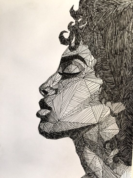 550x733 Geometric Portrait Art Print - Sketch Art Images