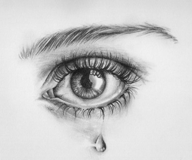 640x535 Crying Eye - Sketch Art Pictures