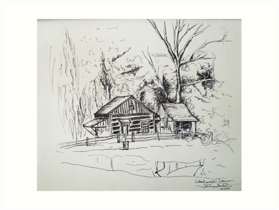 549x413 Cuttaloosa Farm Pen Sketch Art Prints By Tiff Randol Redbubble - Sketch Art Prints