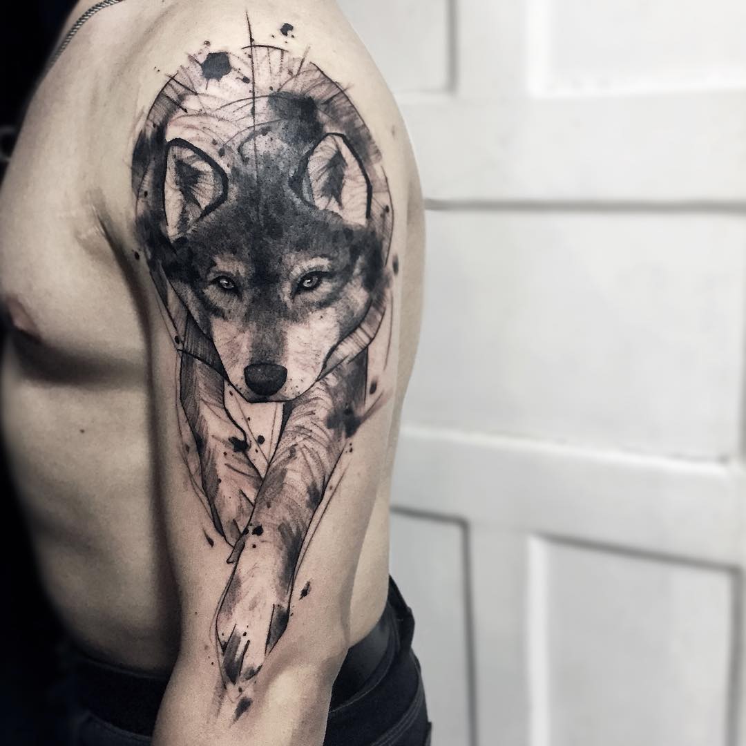 1080x1080 Tattoo For Men Sketch Art Lunar Wolf Tattoo Base - Sketch Art Tattoo
