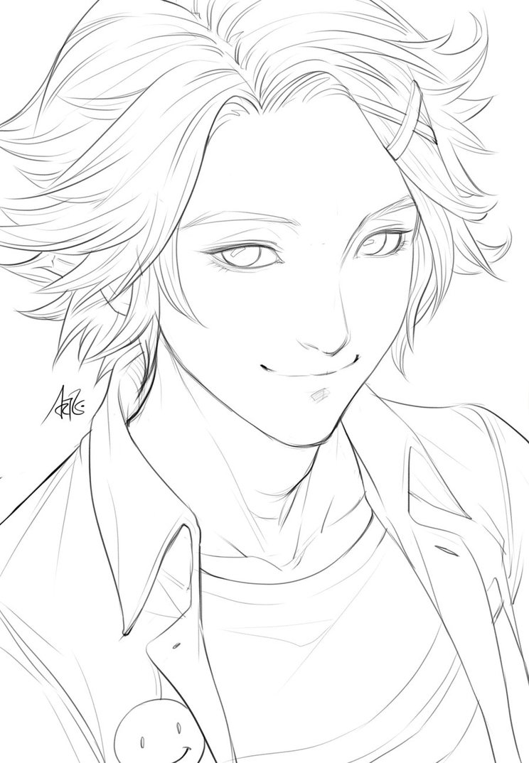 744x1074 Yoosung Sketch For Coloring By Artgerm - Sketch Artist Drawings