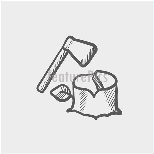 500x500 Ax And Wood Sketch Icon Stock Illustration I4684772 - Sketch Axe