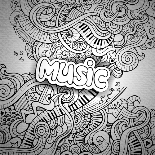 500x500 Music Sketch Floral Pattern Vector Background Free Download - Sketch Background