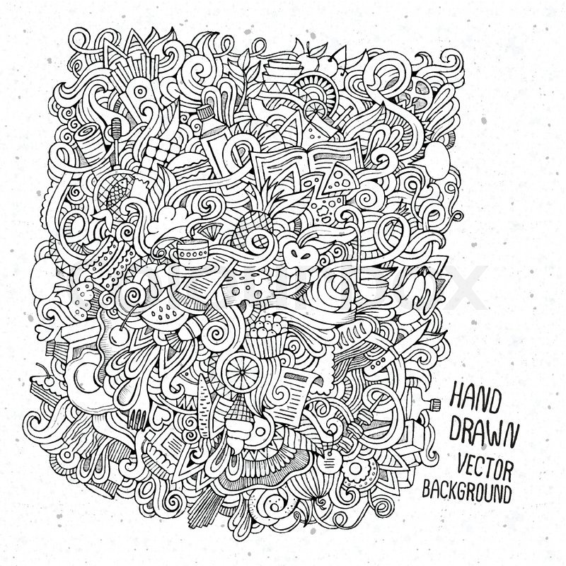 800x800 Cartoon Vector Doodles Hand Drawn Food Sketch Background Stock - Sketch Background