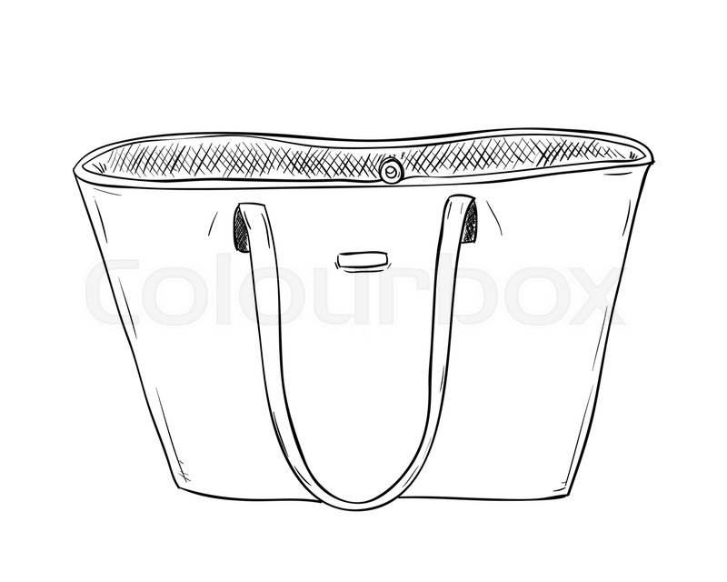 800x640 Vector Sketch Of Ladies Handbag. Female Stylish Fashion Bag. Women - Sketch Bag