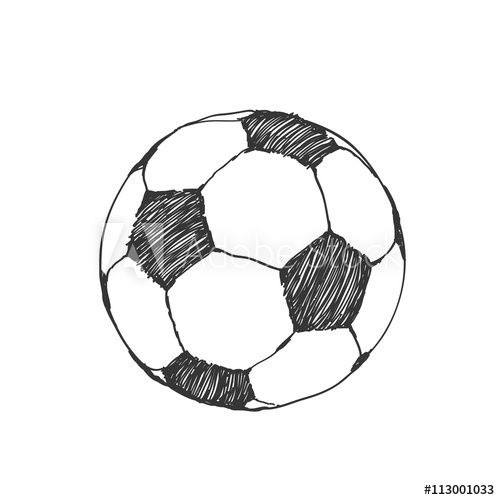 500x500 Football Icon Sketch. Soccer Ball Hand Drawn In Doodles Style - Sketch Ball
