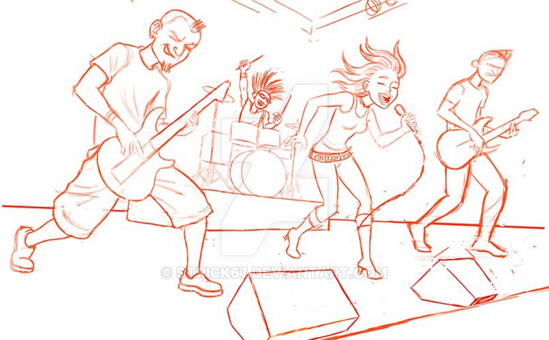 800x496 Rock Band Sketch 01 By Strick67 - Sketch Band