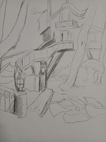 360x480 Forest House Sketch Base Steemit - Sketch Base
