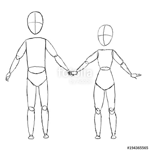 499x500 Two Characters Holding Hands Base Sketch Stock Photo And Royalty - Sketch Base