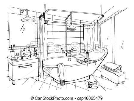 Sketch Bathroom at PaintingValley.com | Explore collection of Sketch ...