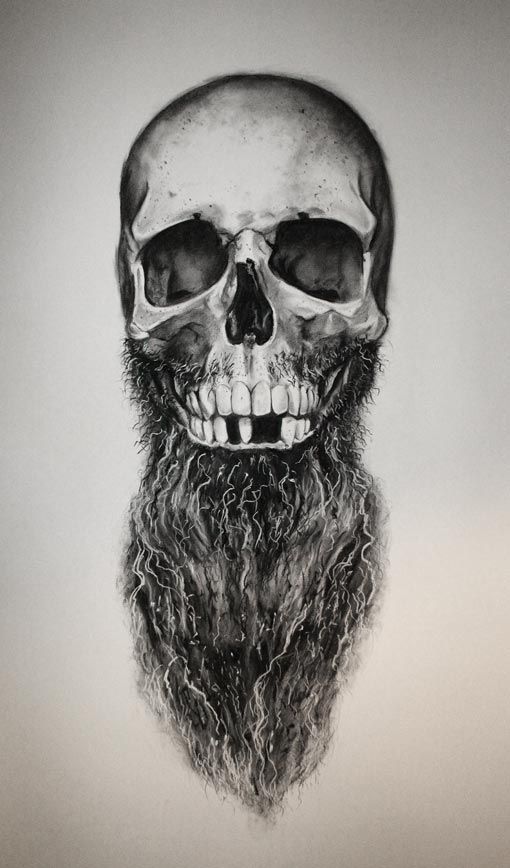 510x868 Daniel A Bavell Sketch Bearded Skull Beard Beards Men Man Tattoo - Sketch Beard