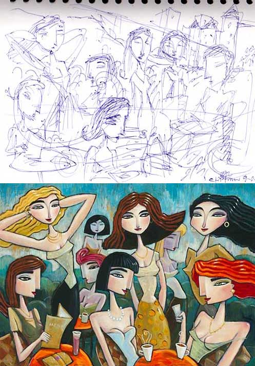 497x711 Before After Sketch Vs. Finished Art - Sketch Before Painting