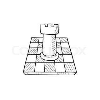 320x320 Chess Board And Figure Hand Drawn Outline Doodle Icon - Sketch Board Game