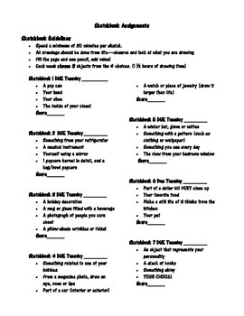 270x350 Sketchbook Assignments And Feedback Sheet, Middle School By - Sketch Book Assignments