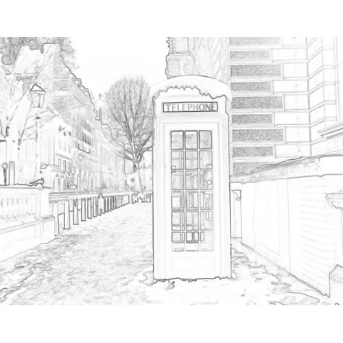 500x500 London Phone Booth Sketch For Canvas Painting - Sketch Booth