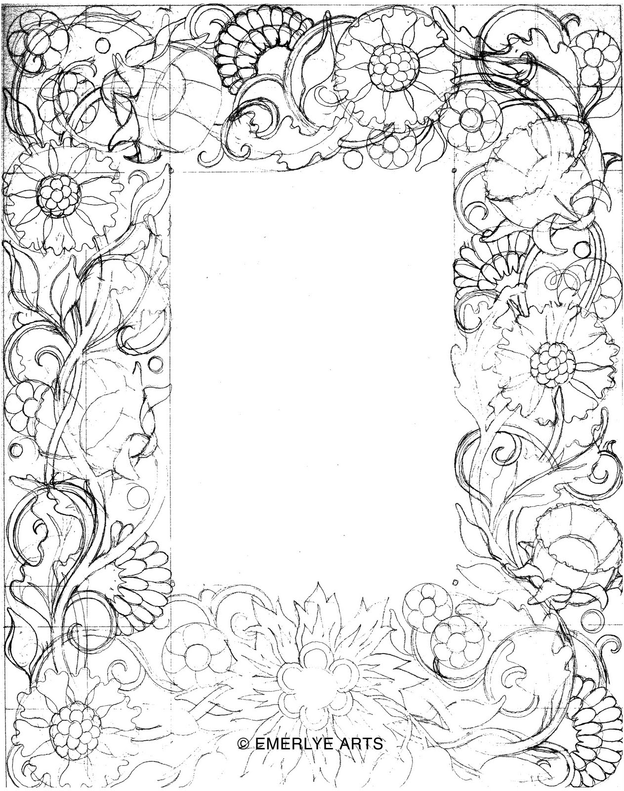 1263x1600 Simple Flower Border Designs For School Projects Sketch By Pencil - Sketch Border