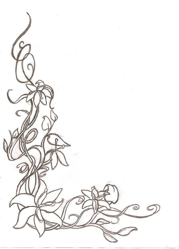 600x836 Floral Corner Border - Sketch Border