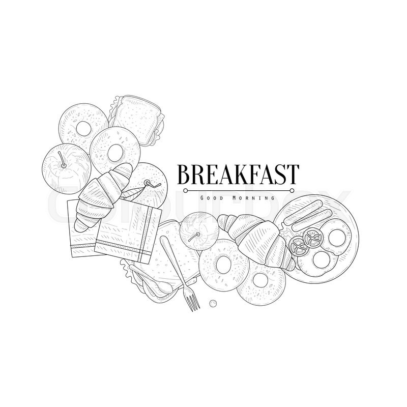 800x800 Full English Breakfast Set Hand Drawn Realistic Detailed Sketch In - Sketch Breakfast