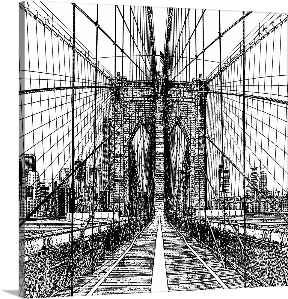 961x1000 Brooklyn Bridge Sketch Wall Art, Canvas Prints, Framed Prints - Sketch Bridge