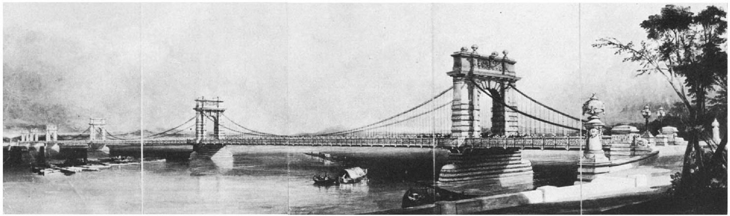 1484x439 Filesketch Of Proposed Suspension Bridge - Sketch Bridge