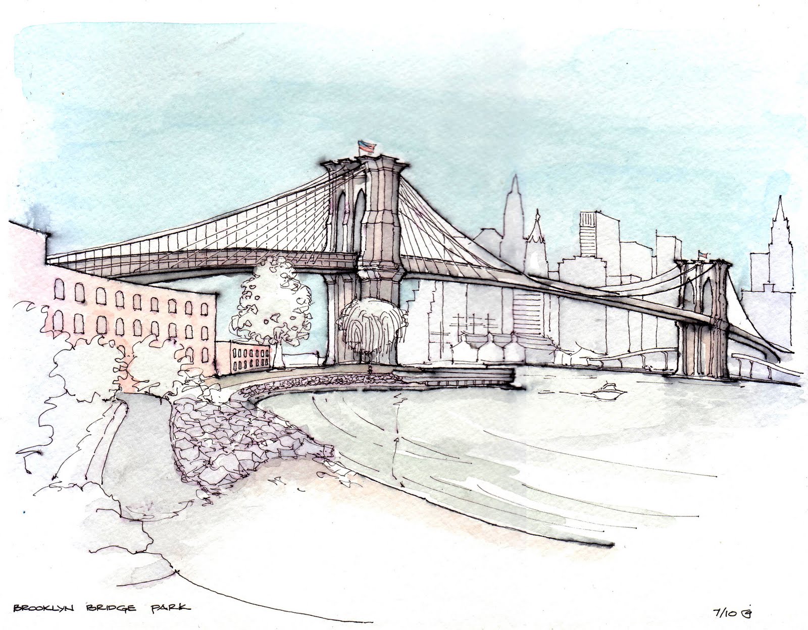 1600x1248 Park Slope Sketch Brooklyn Bridge Park - Sketch Bridge