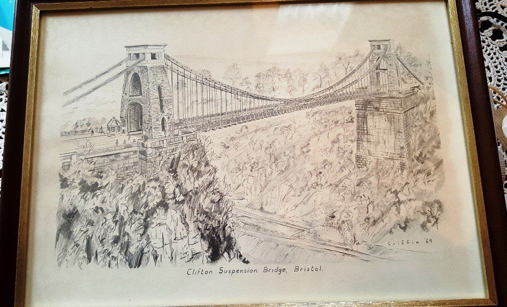 1024x621 Pencil Sketch Of Clifton Suspension Bridge, Bristol By Griffin - Sketch Bridge