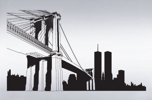 500x329 Vinyl Wall Art Decal Sticker Nyc Brooklyn Bridge - Sketch Brooklyn Bridge