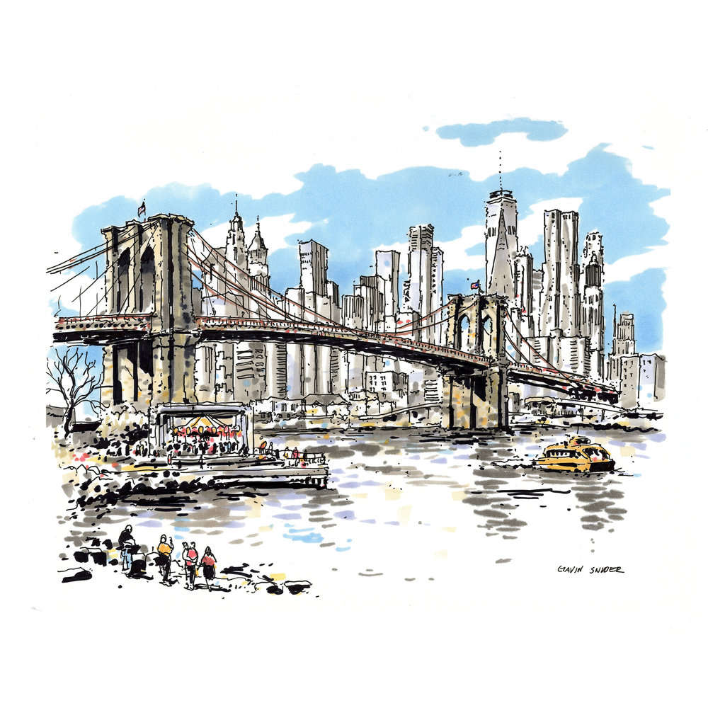 Sketch Brooklyn Bridge at PaintingValley.com | Explore collection of ...