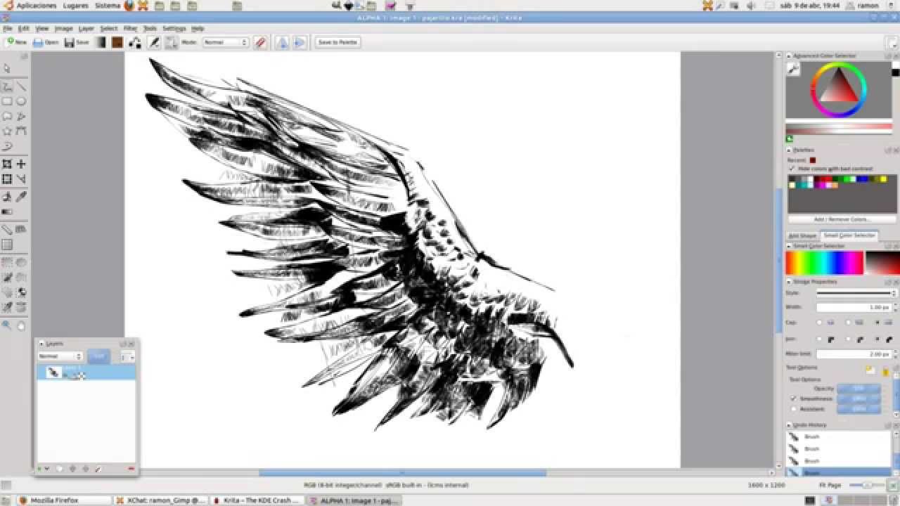 1280x720 Krita. Painting A Wing (Sketch Brush) - Sketch Brush