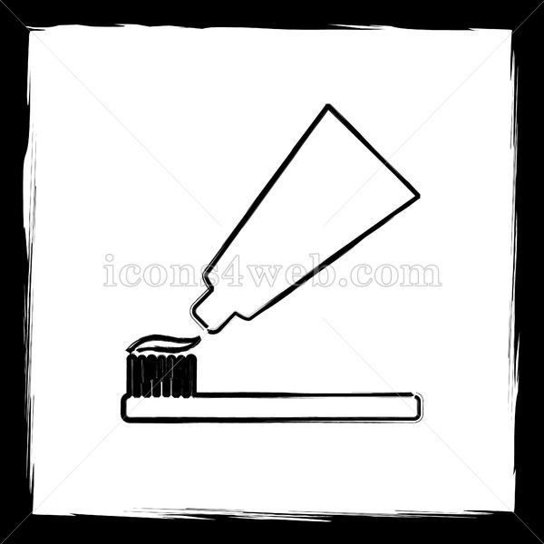 600x600 Tooth Paste And Brush Sketch Icon. - Sketch Brush