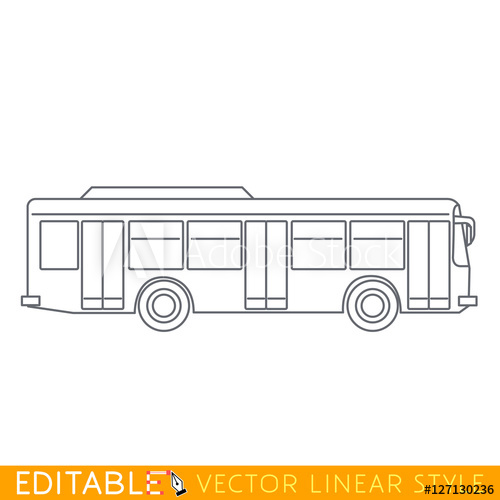 500x500 City Bus. Editable Outline Sketch Icon. - Sketch Bus