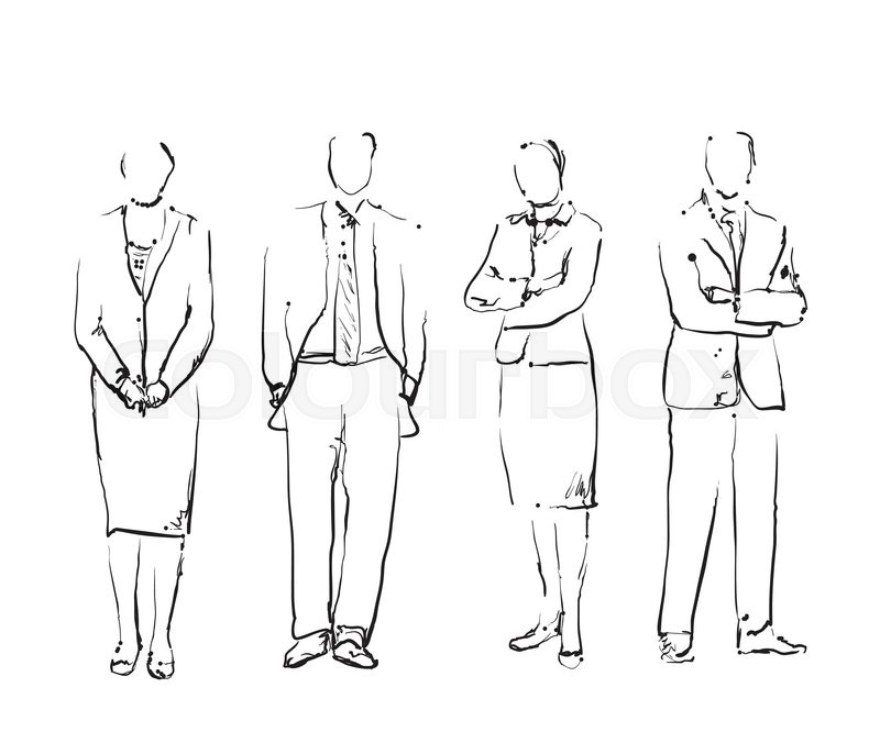 800x686 Group Of Hand Drawn Business People. Sketch Business People Vector - Sketch Business