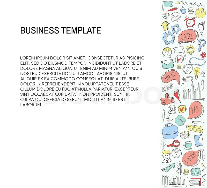 800x727 Business Card. Template With Business Doodles Icons Set. Sketch - Sketch Business Card Template