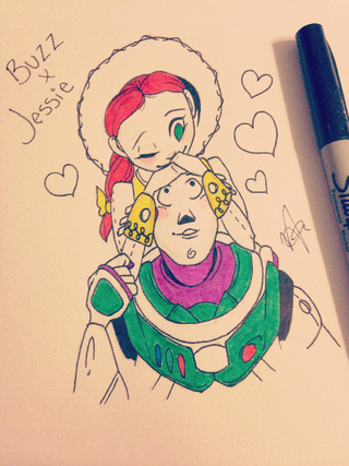 320x427 Inktober Day 2! Buzz And Jessie Love!~ - Sketch Buzz