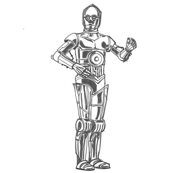 600x600 How To Draw Star Wars Characters C3po - Sketch C
