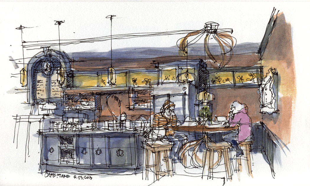 1050x632 Urban Sketchers Seattle Cafe Fiora - Sketch Cafe