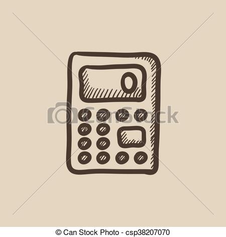450x470 Calculator Sketch Icon. Calculator Vector Sketch Icon Isolated On - Sketch Calculator